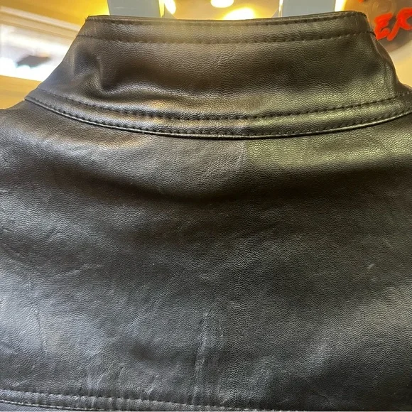 Emporio & Co. Vintage Men's Black Leather Jacket, Size Medium.